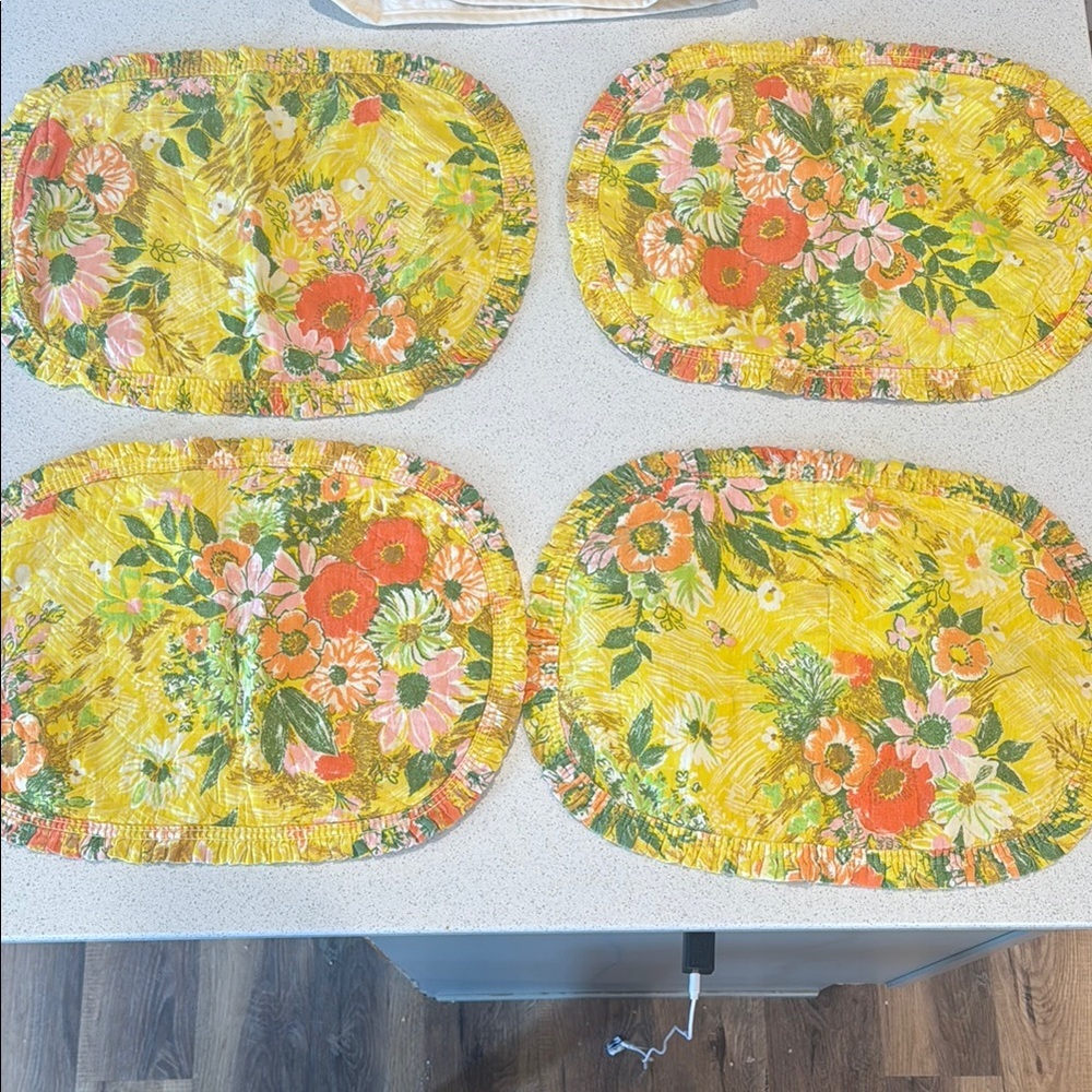 Floral Yellow Placemats Set of 4